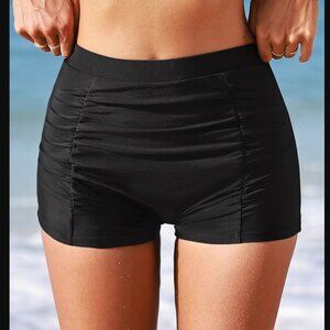 NWT Cupshe Black High-Waisted Tummy Control Swim Shorts Size M